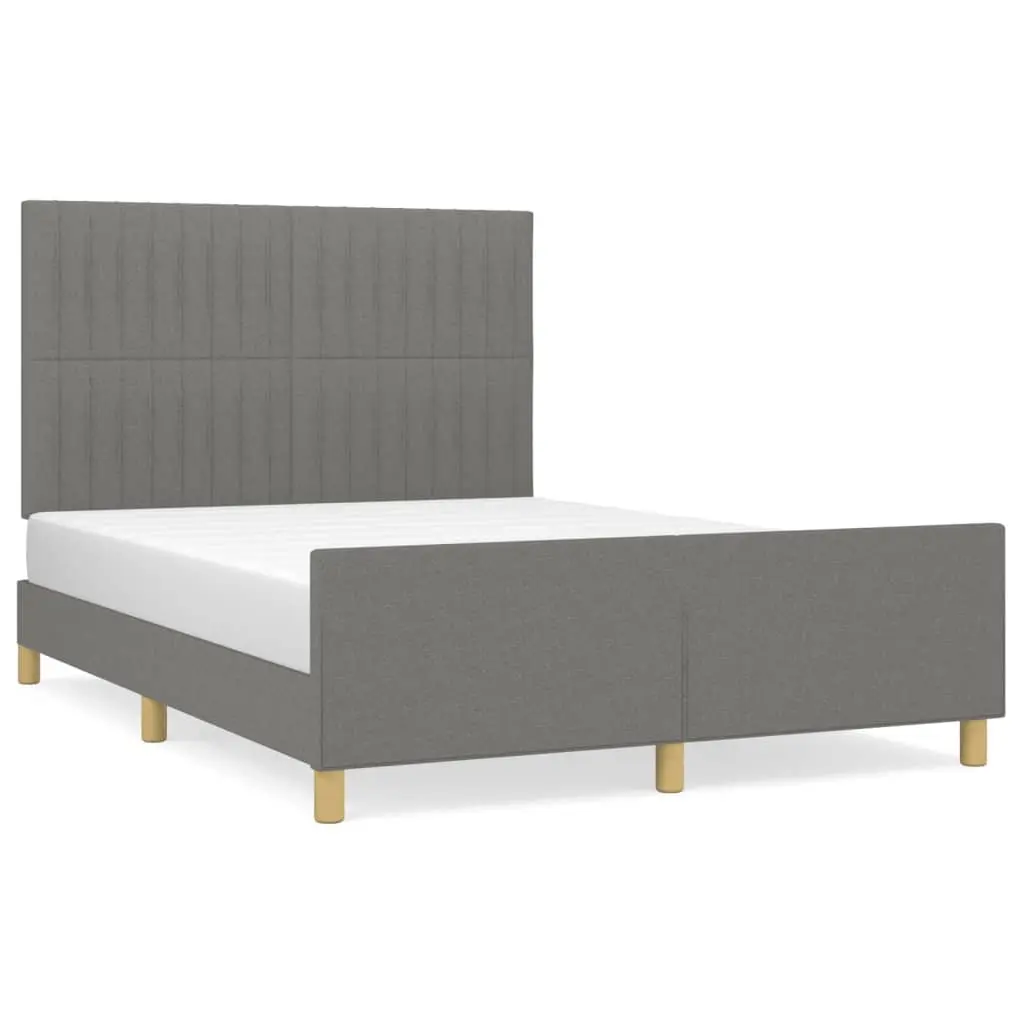 Grey Fabric Double Bed Frame with Adjustable Headboard