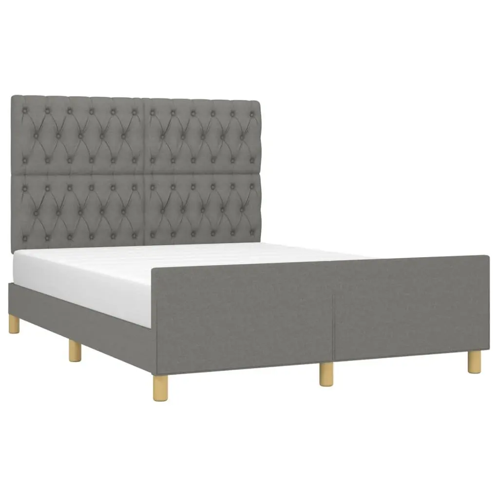 Double Bed Frame Fabric Grey 137x187cm