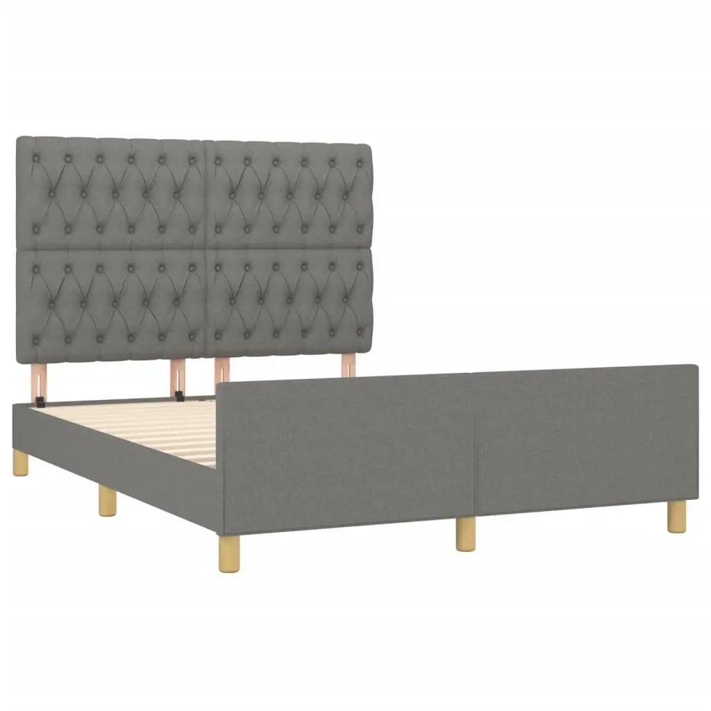 Double Bed Frame Fabric Grey 137x187cm