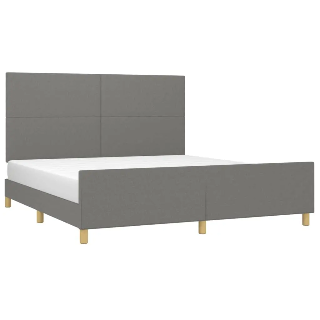 Grey Fabric Queen Bed Frame with Adjustable Headboard