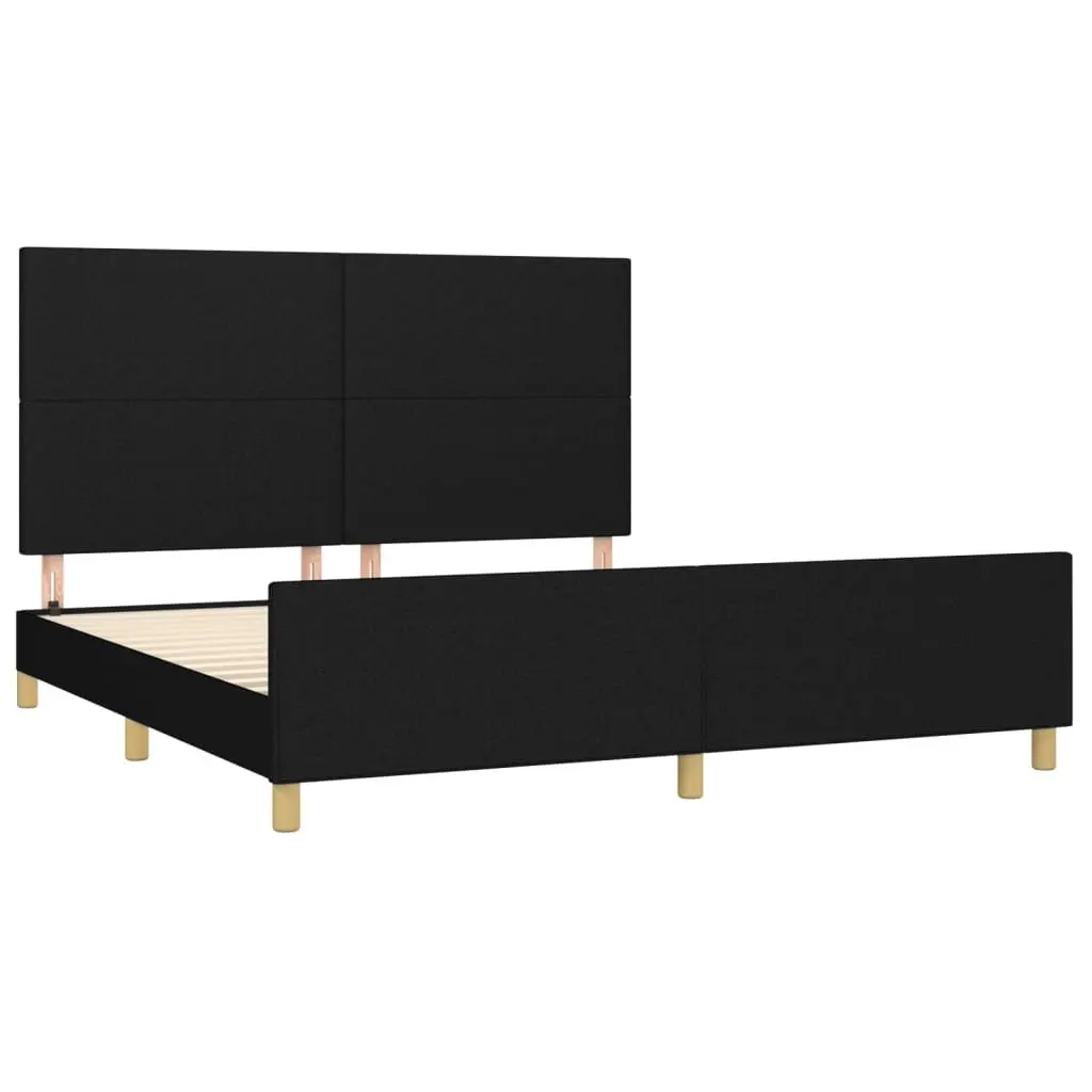 Black Fabric Queen Bed Frame with Adjustable Headboard