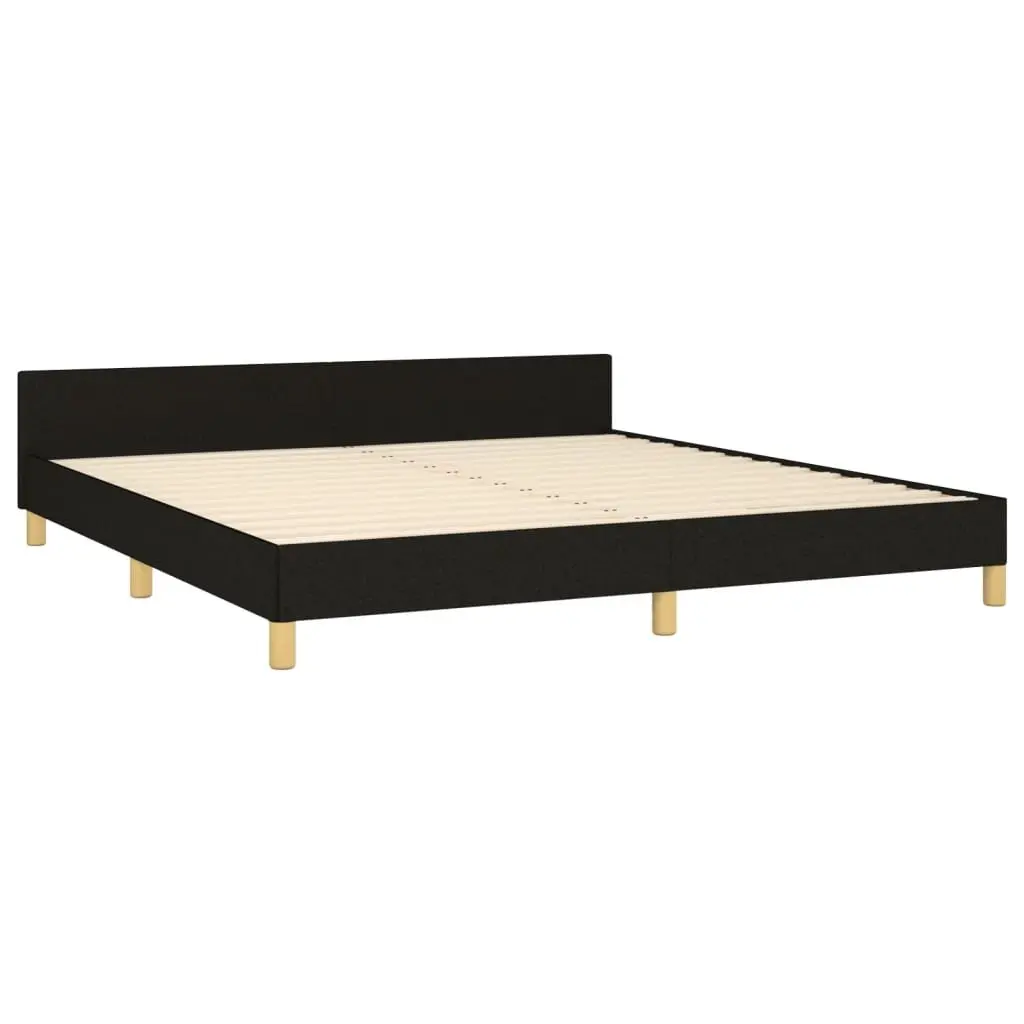 Black Fabric Queen Bed Frame with Adjustable Headboard