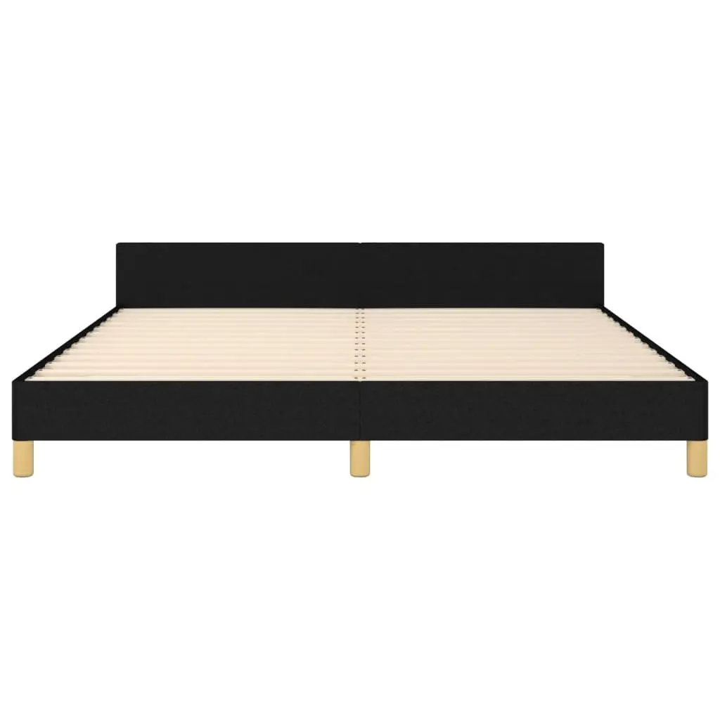 Black Fabric Queen Bed Frame with Adjustable Headboard