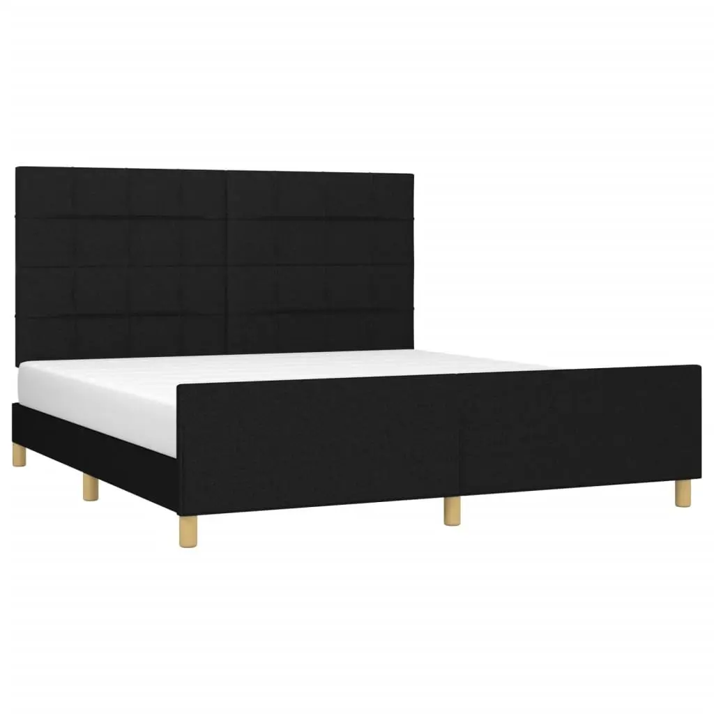 Queen Bed Frame with Black Fabric Headboard 152x203 cm