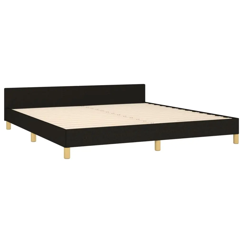 Queen Bed Frame with Black Fabric Headboard 152x203 cm