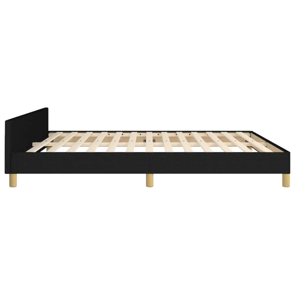 Queen Bed Frame with Black Fabric Headboard 152x203 cm