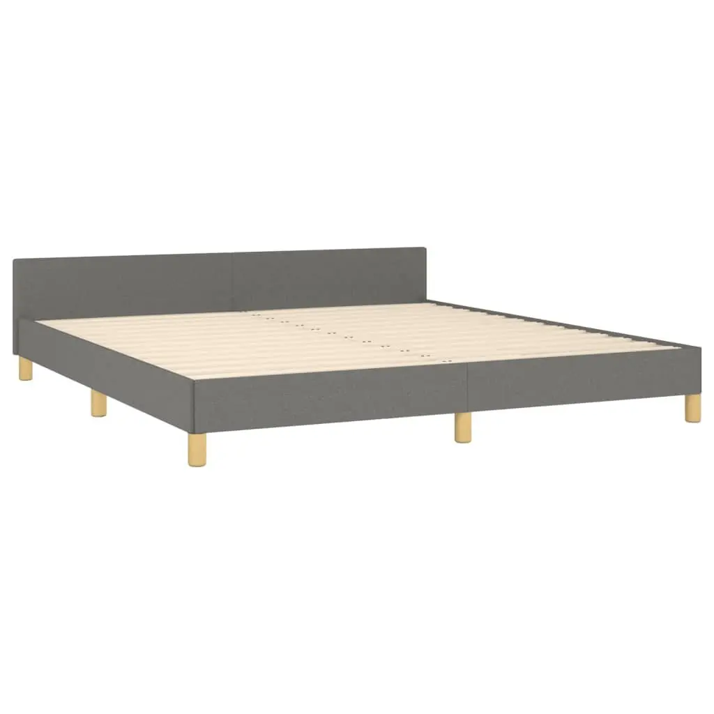 Dark Grey Fabric Queen Bed Frame with Adjustable Headboard