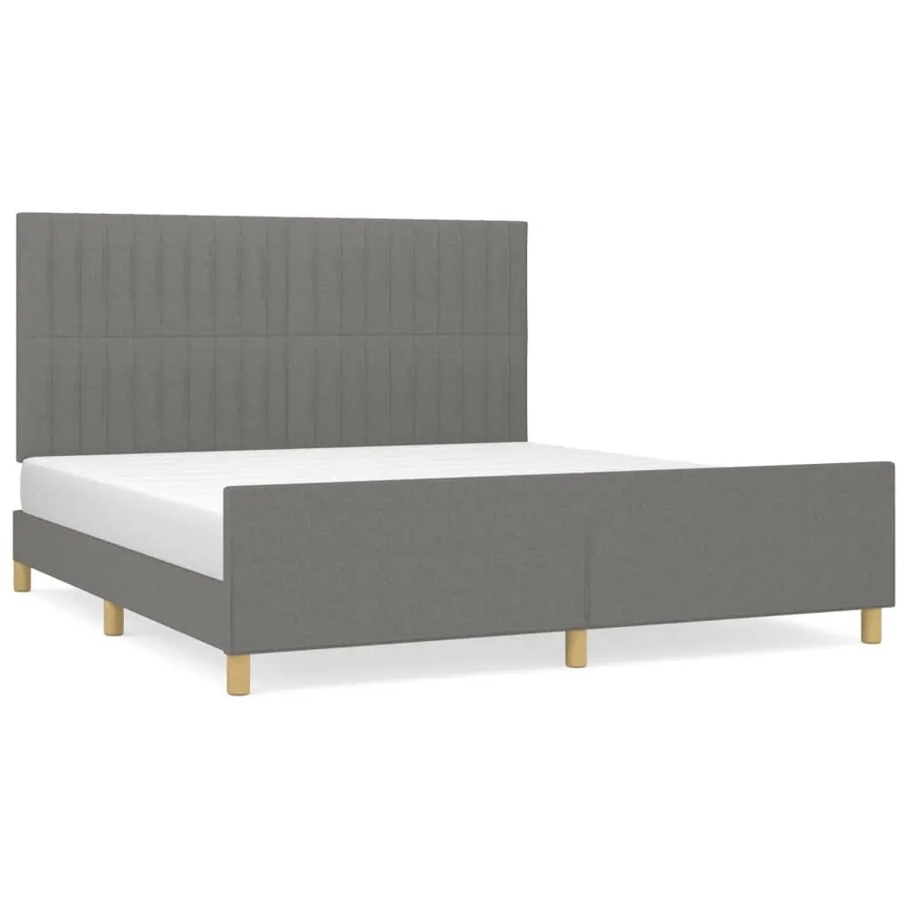 Grey Fabric Queen Bed Frame with Adjustable Headboard