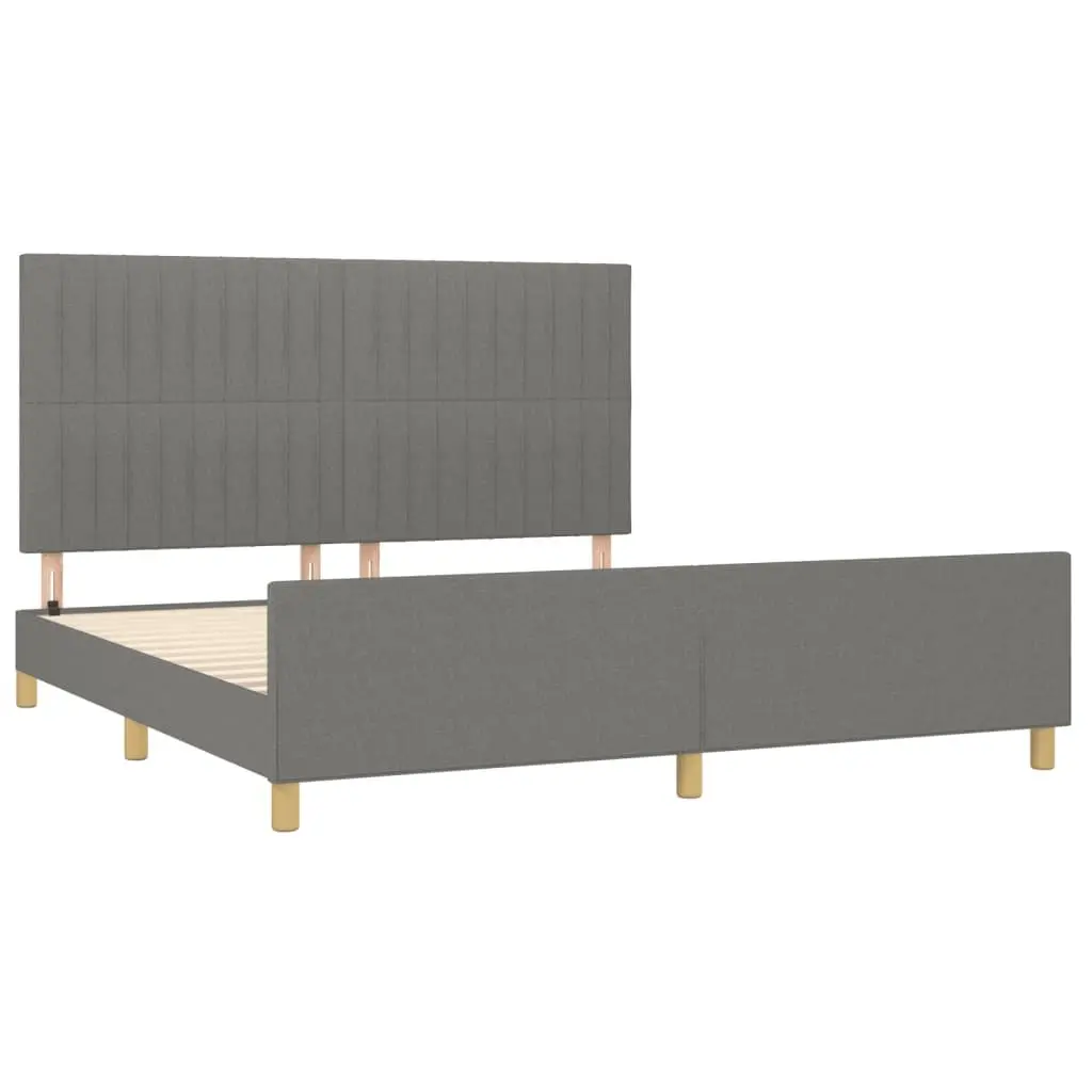 Grey Fabric Queen Bed Frame with Adjustable Headboard