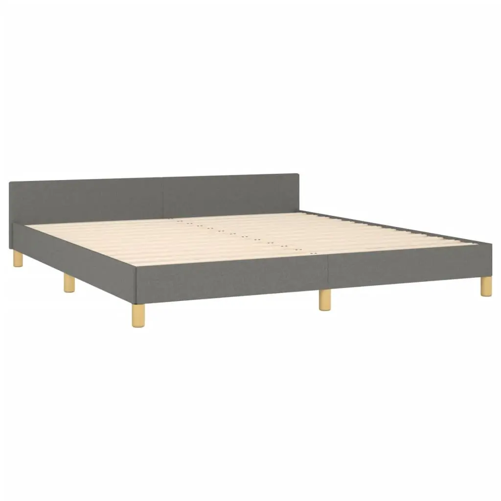 Grey Fabric Queen Bed Frame with Adjustable Headboard