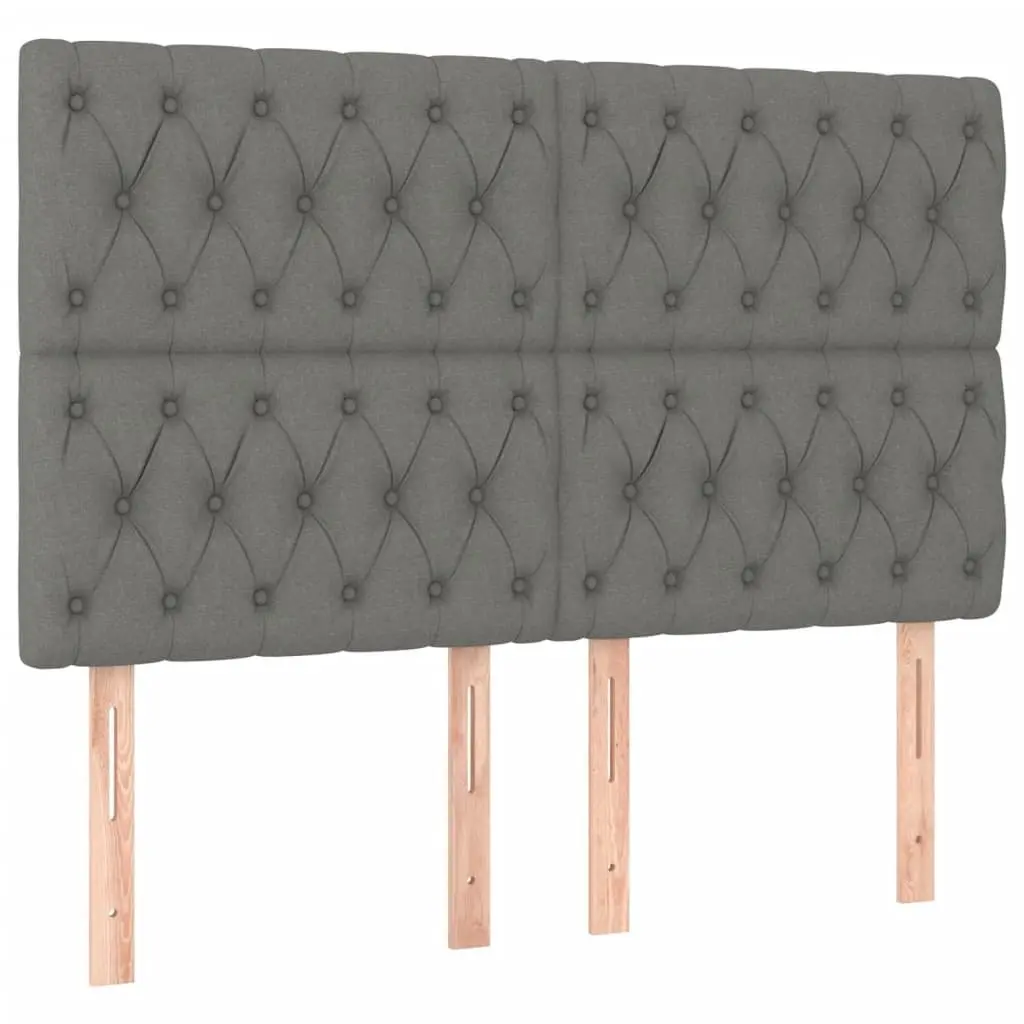 Grey Fabric Queen Bed Frame with Padded Headboard 152x203cm