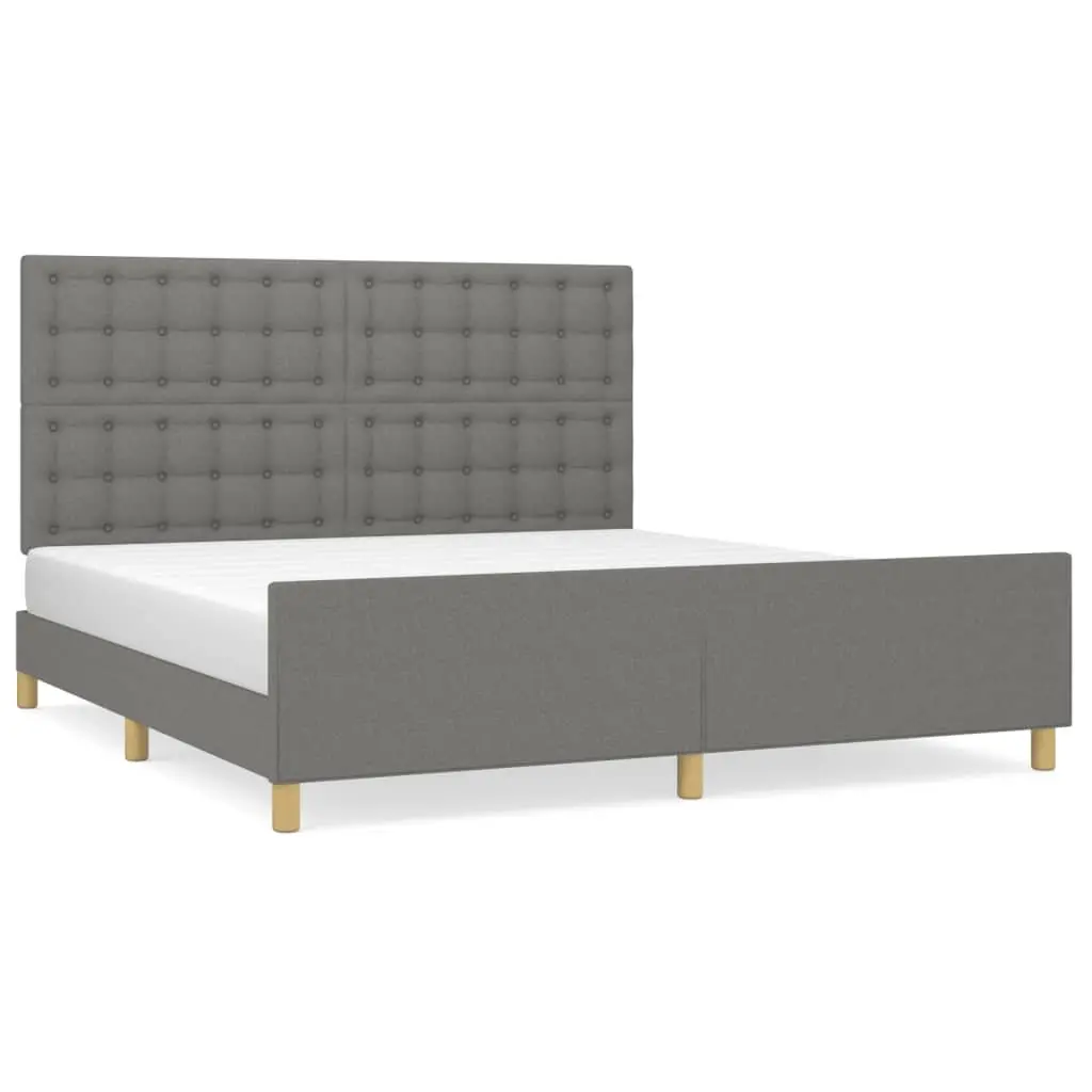 Grey Fabric Headboard Queen Bed Frame 152x203cm