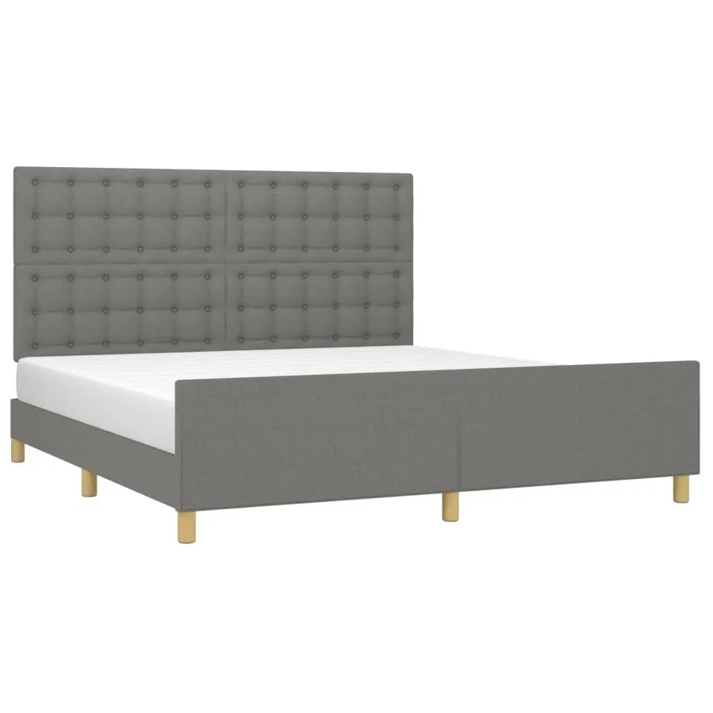 Grey Fabric Headboard Queen Bed Frame 152x203cm