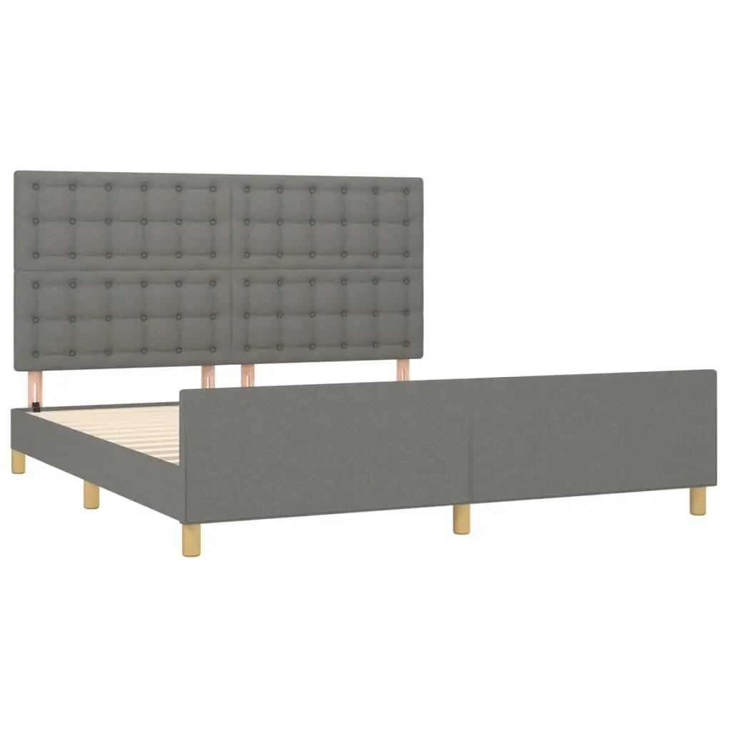 Grey Fabric Headboard Queen Bed Frame 152x203cm