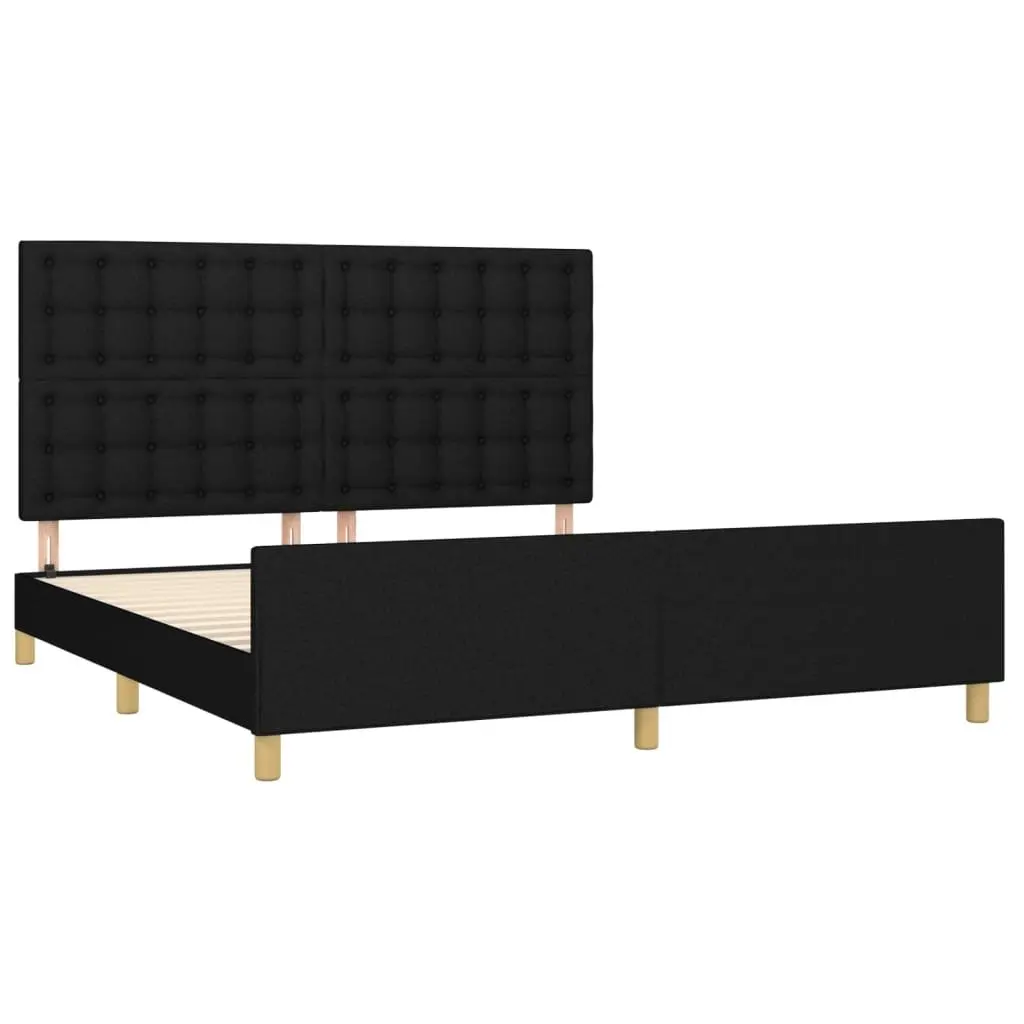 Queen Bed Frame with Black Fabric Headboard