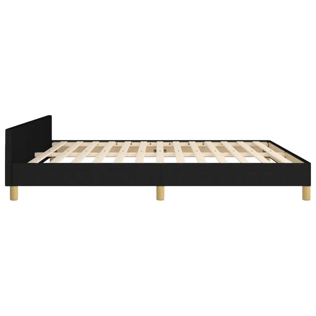 Queen Bed Frame with Black Fabric Headboard
