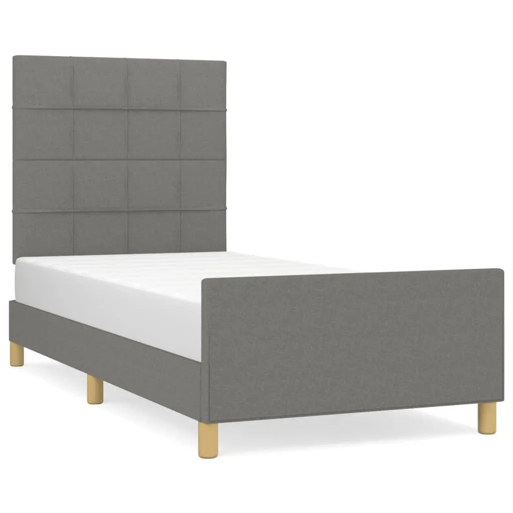 Grey Fabric King Single Bed Frame with Adjustable Headboard