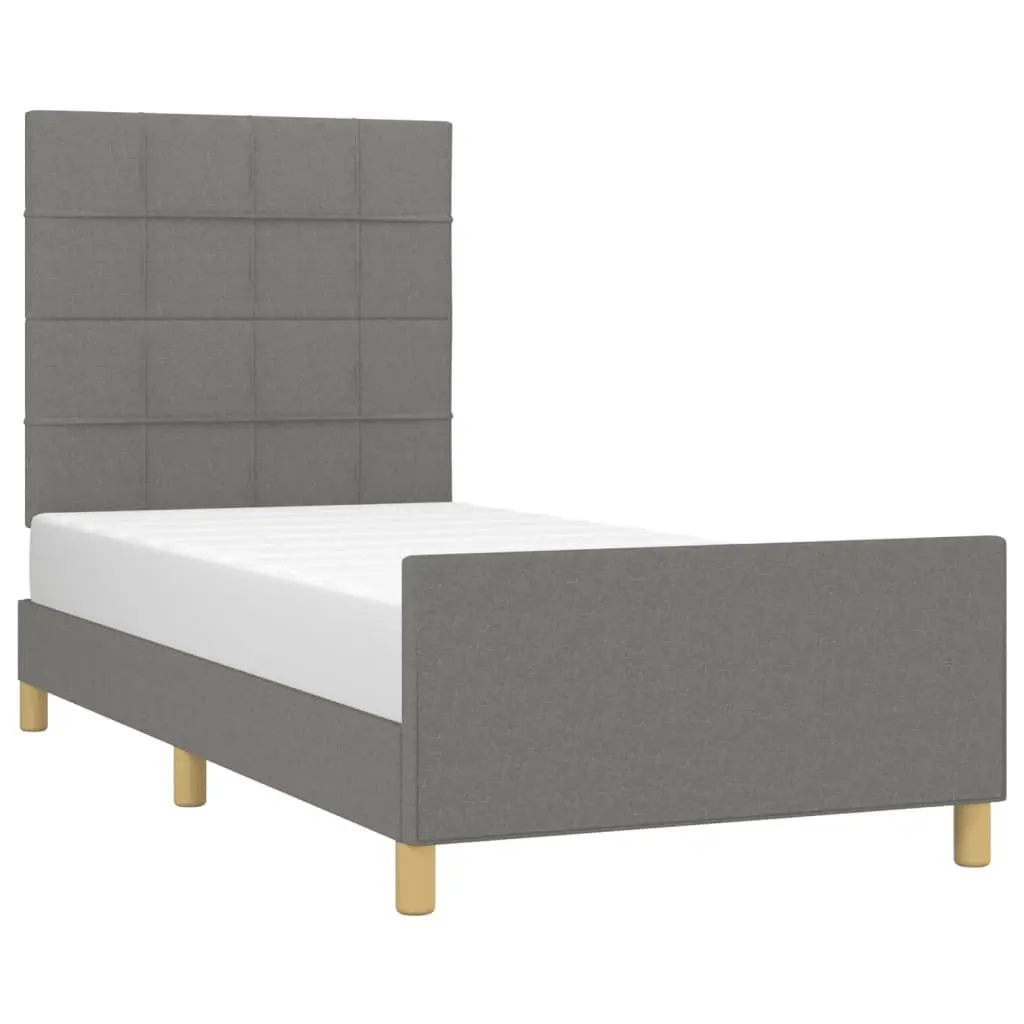 Grey Fabric King Single Bed Frame with Adjustable Headboard