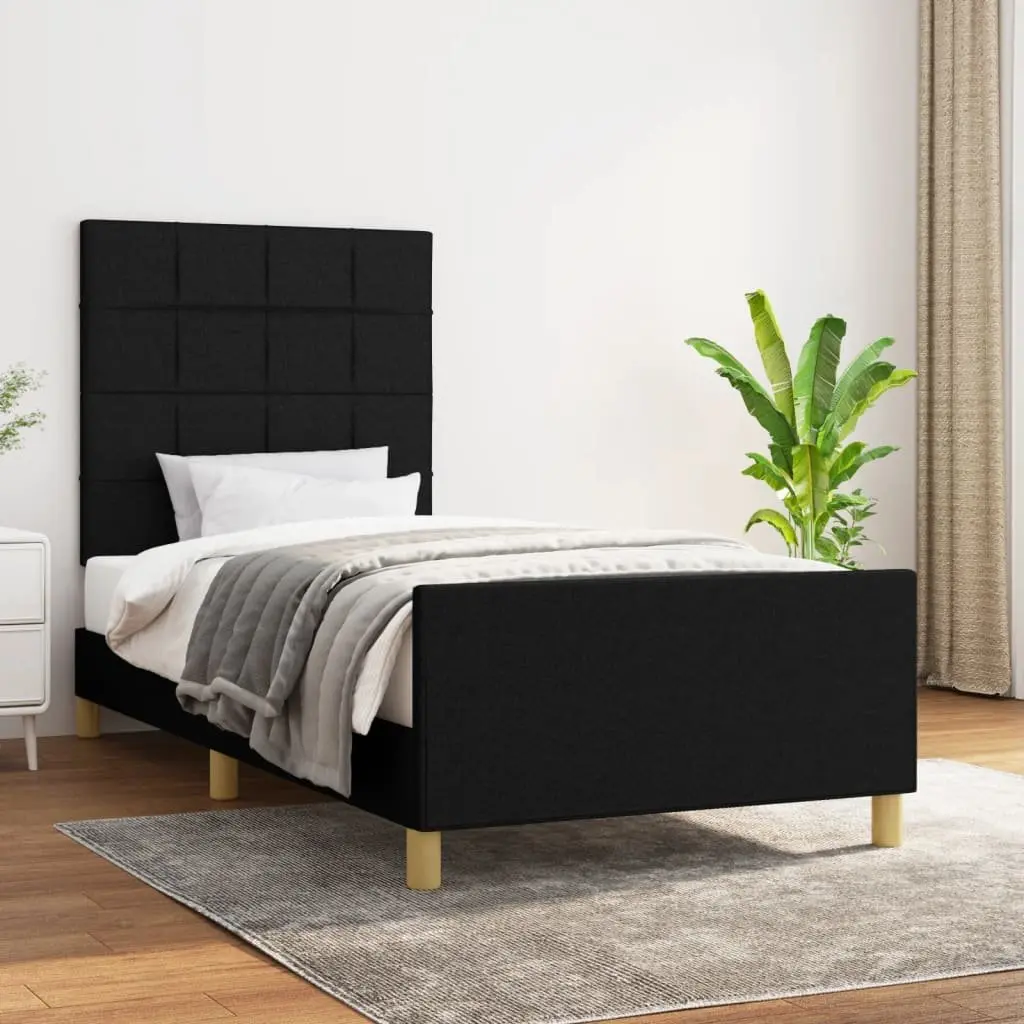 King Single Bed Frame with Adjustable Black Headboard