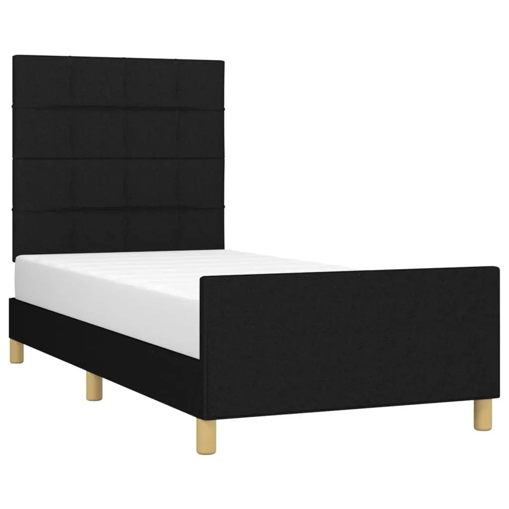 King Single Bed Frame with Adjustable Black Headboard