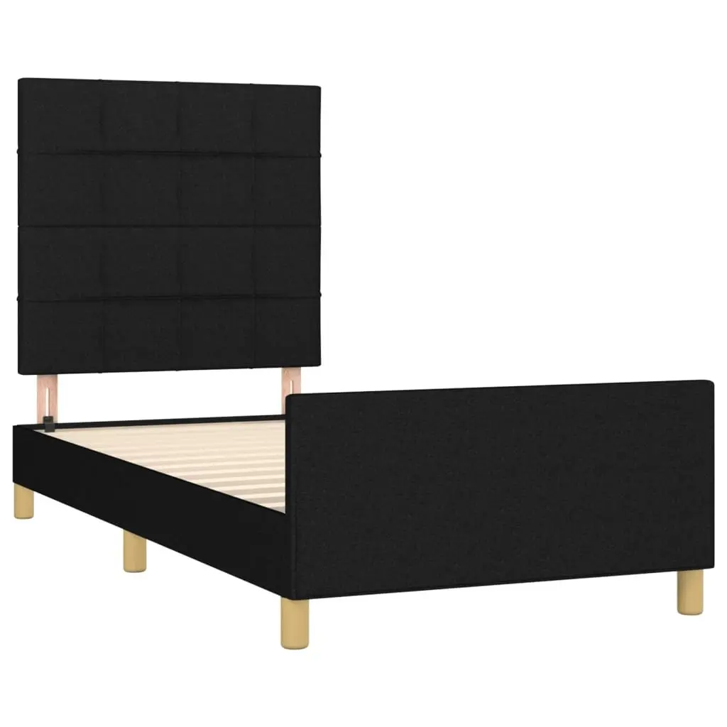 King Single Bed Frame with Adjustable Black Headboard