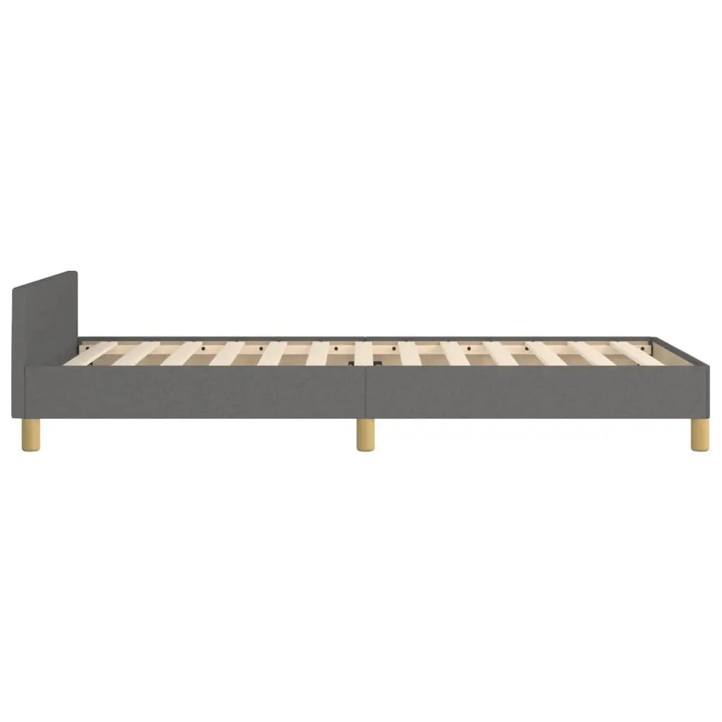 King Single Bed Frame with Adjustable Grey Headboard