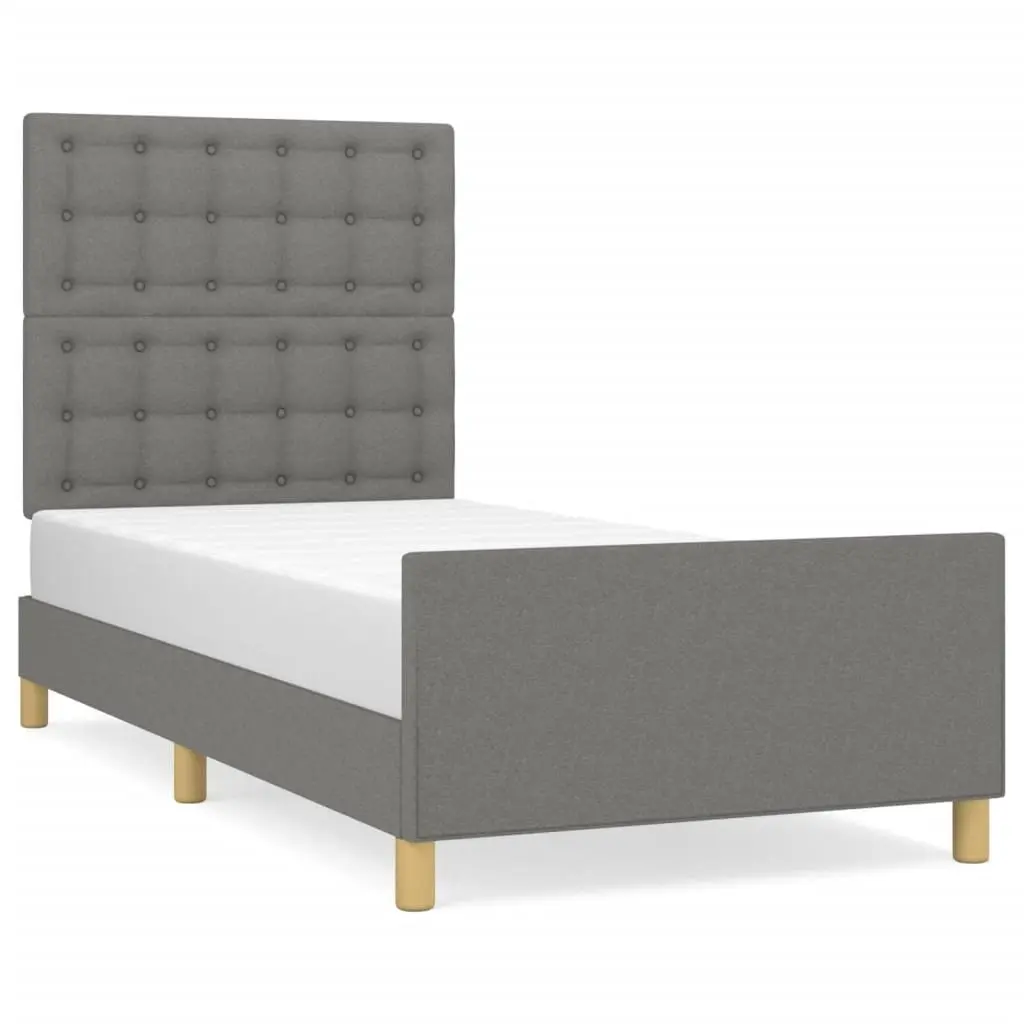 Grey Fabric King Single Bed Frame with Headboard