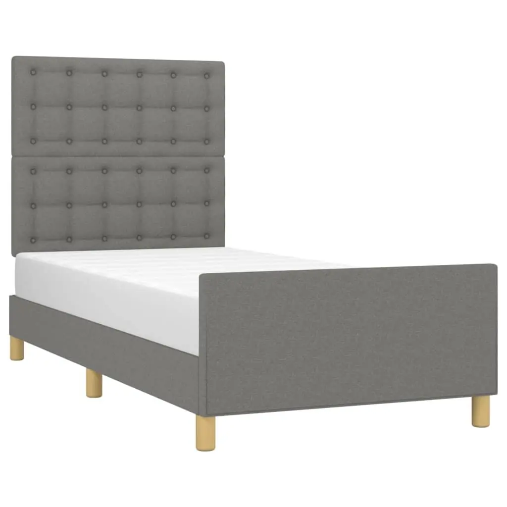 Grey Fabric King Single Bed Frame with Headboard