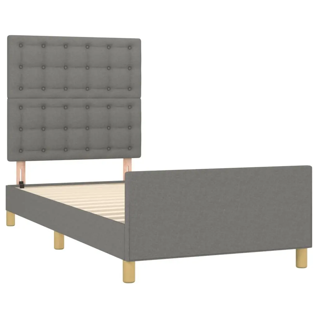 Grey Fabric King Single Bed Frame with Headboard
