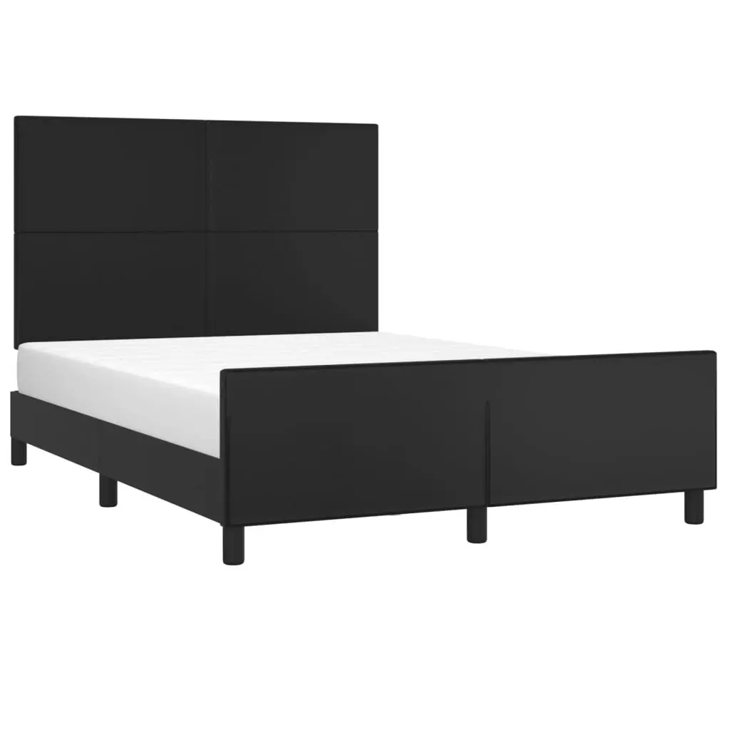 Double Bed Frame Faux Leather 137x187cm Black