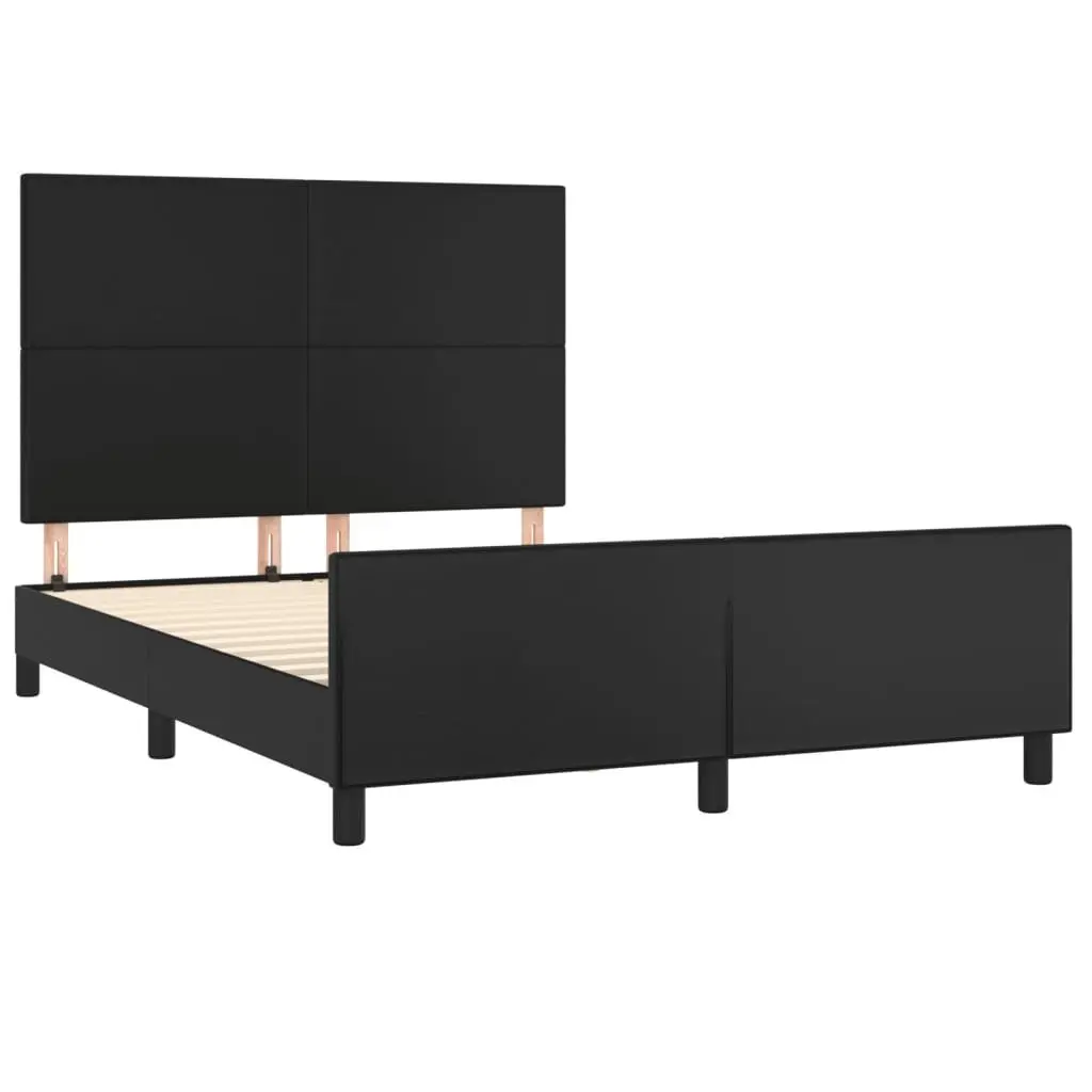 Double Bed Frame Faux Leather 137x187cm Black