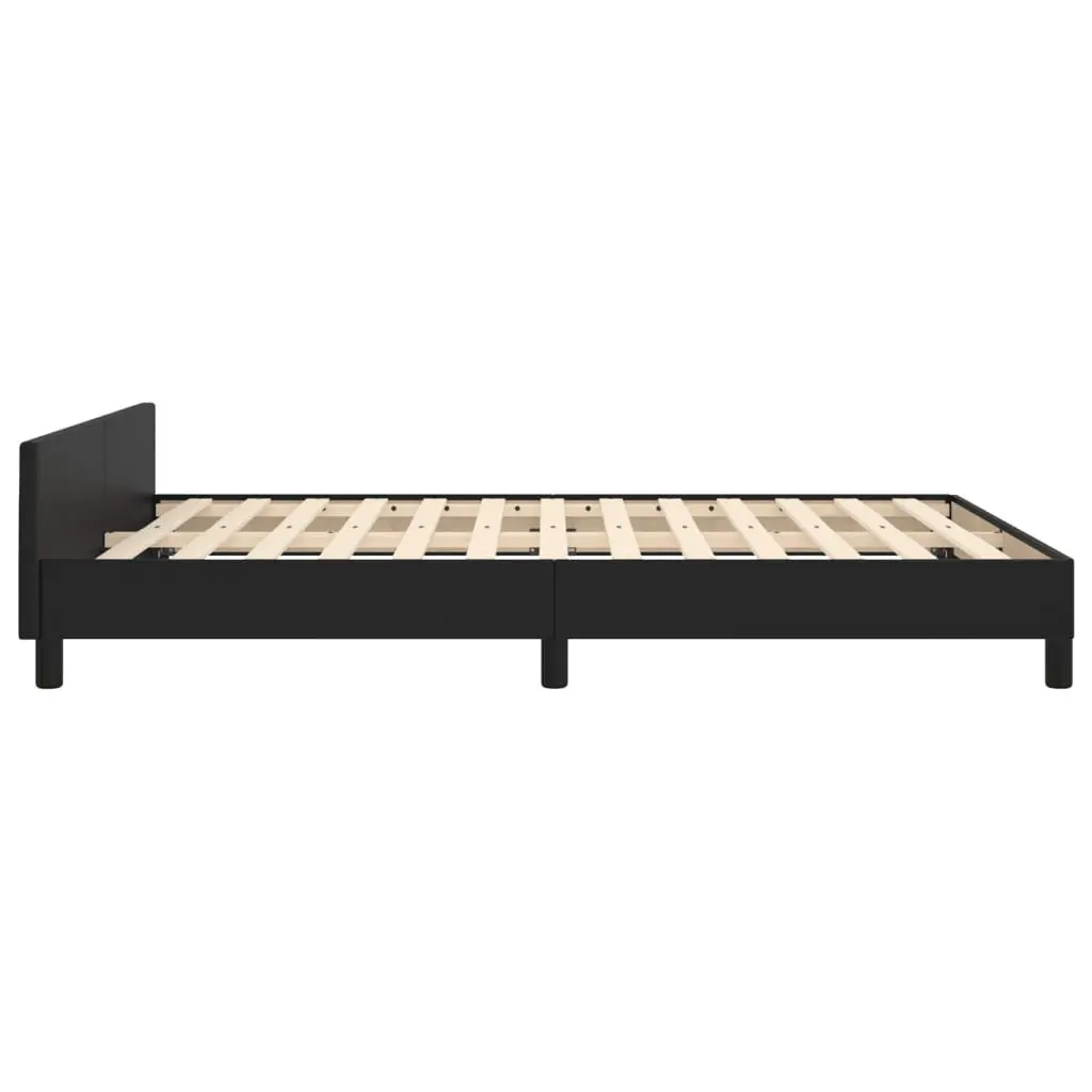 Double Bed Frame with Black Faux Leather Headboard