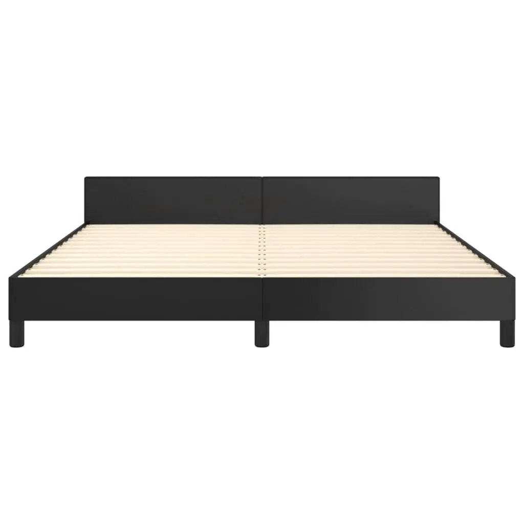 Queen Bed Frame Faux Leather Black Adjustable Height 152 x 203 cm
