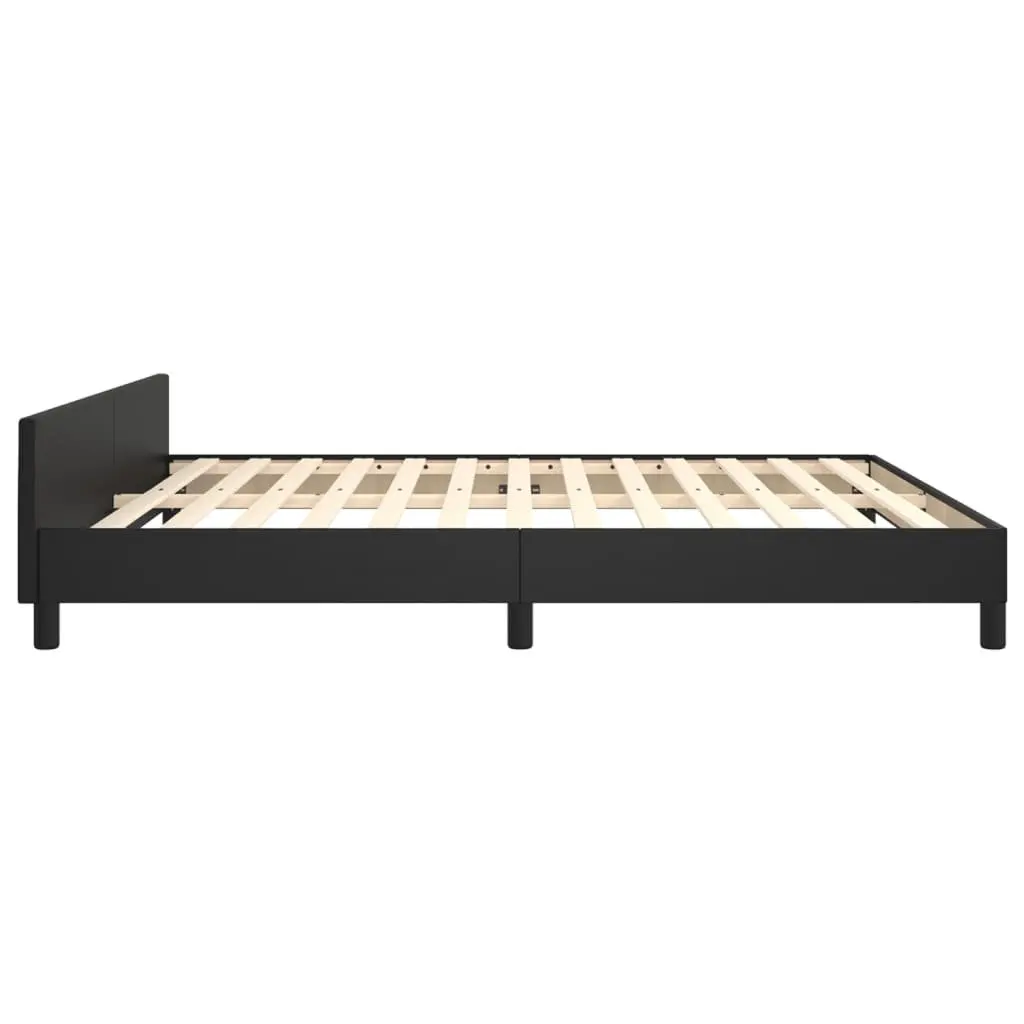 Queen Bed Frame Faux Leather Black Adjustable Height 152 x 203 cm