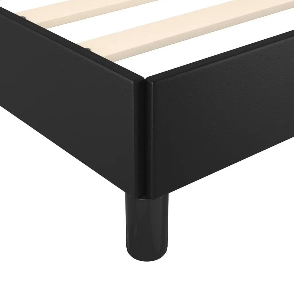 Queen Bed Frame Faux Leather Black Adjustable Height 152 x 203 cm