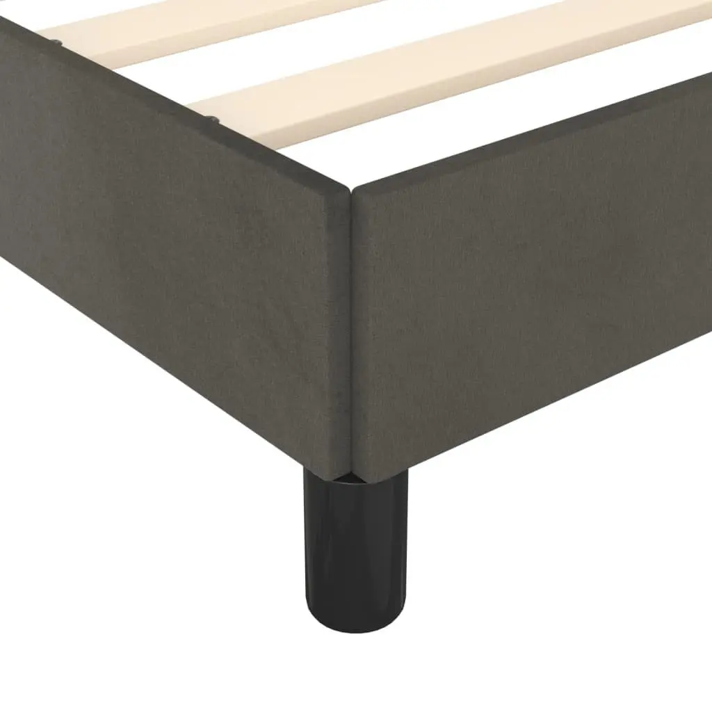 Dark Grey Velvet Queen Bed Frame with Adjustable Headboard