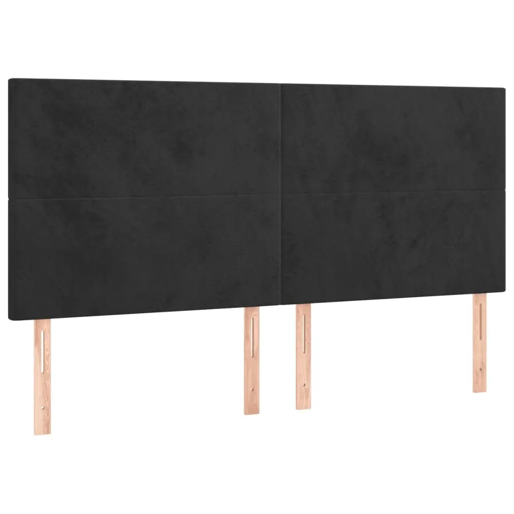 Black Velvet Queen Bed Frame with Adjustable Headboard