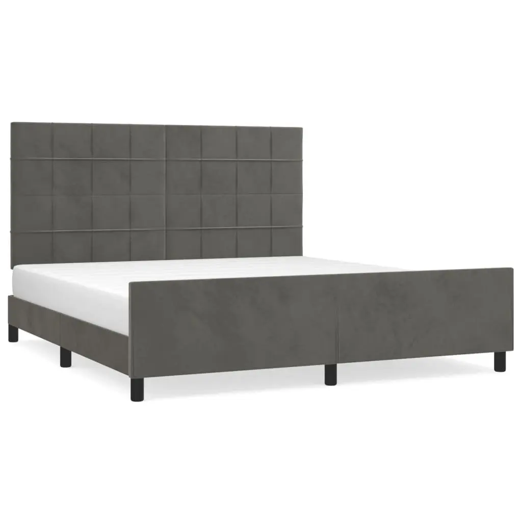 Dark Grey Queen Bed Frame with Adjustable Headboard