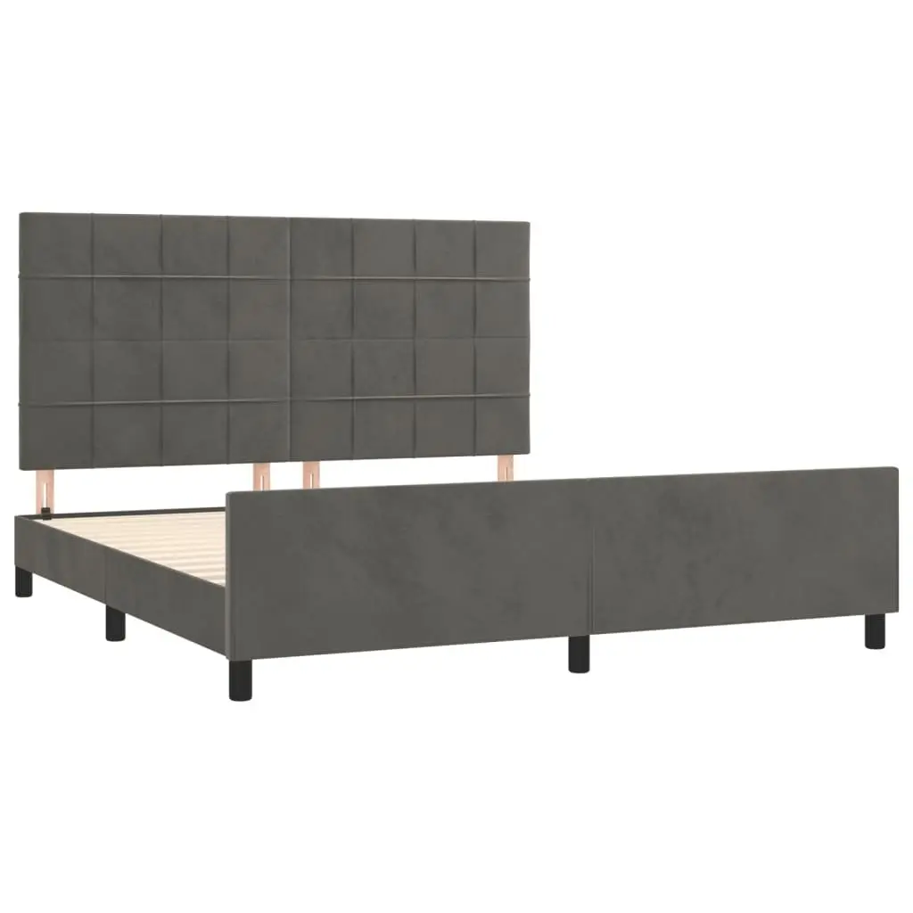 Dark Grey Queen Bed Frame with Adjustable Headboard
