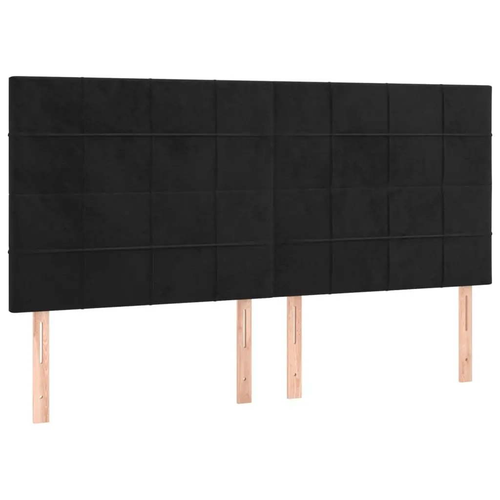 Black Velvet Queen Bed Frame with Adjustable Headboard