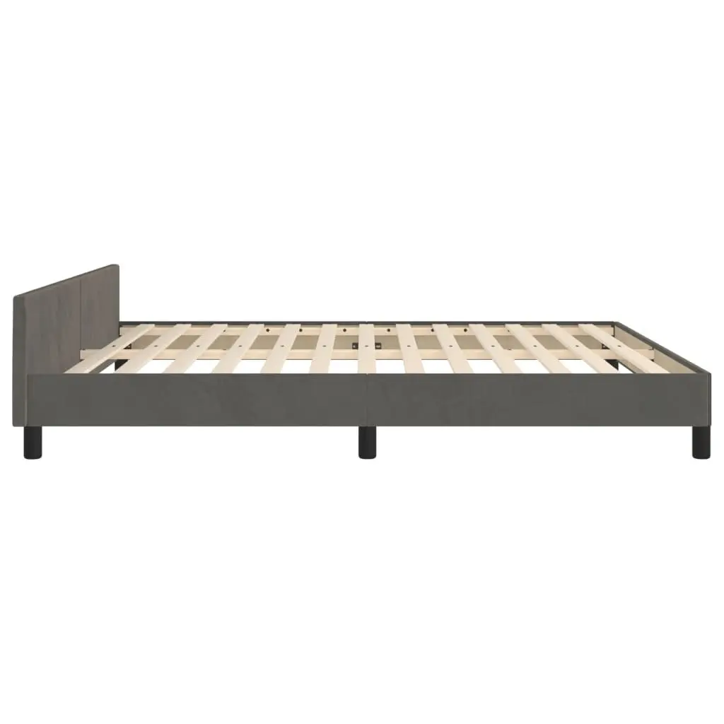 Dark Grey Velvet Queen Bed Frame with Adjustable Headboard