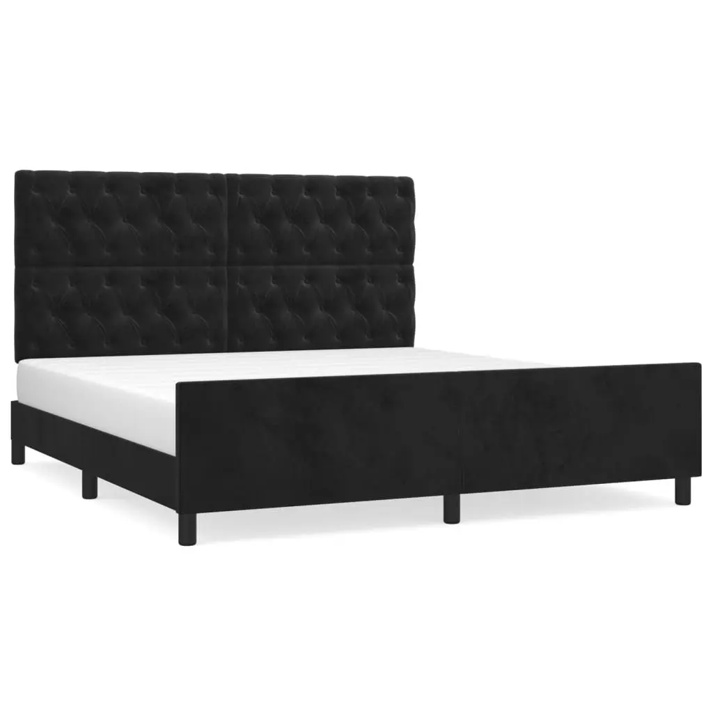 Velvet Queen Bed Frame with Adjustable Headboard