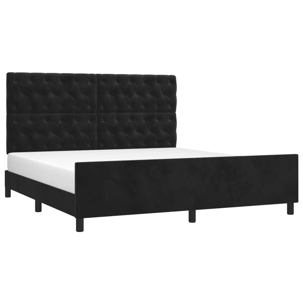 Velvet Queen Bed Frame with Adjustable Headboard