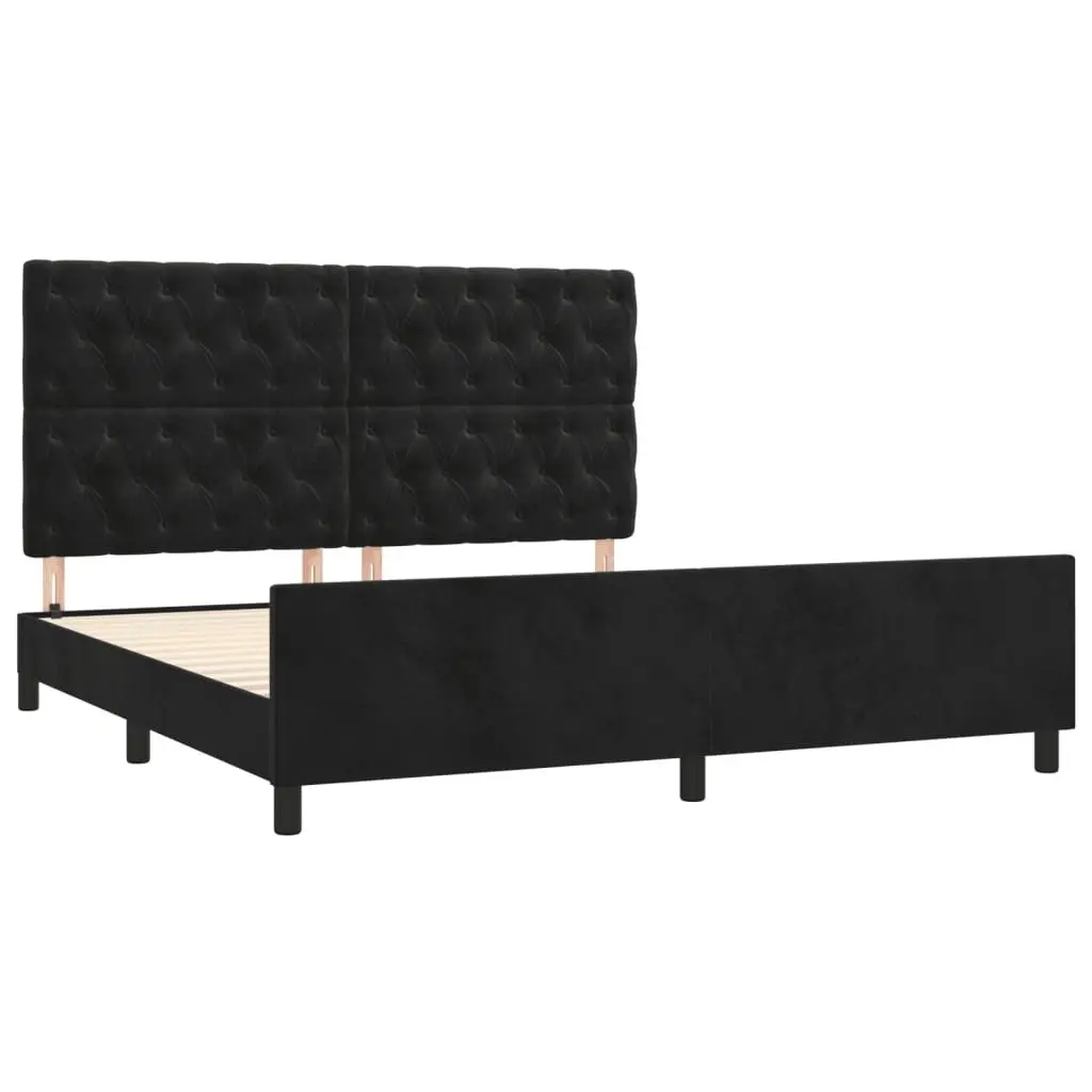 Velvet Queen Bed Frame with Adjustable Headboard