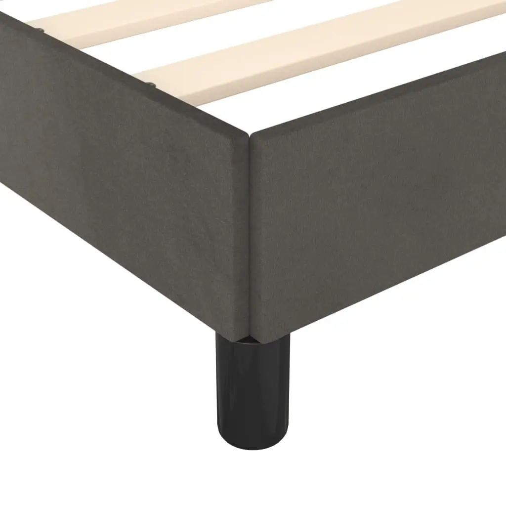 King Single Bed Frame Grey Velvet 107x203cm Upholstered Surface Adjustable Height Headboard