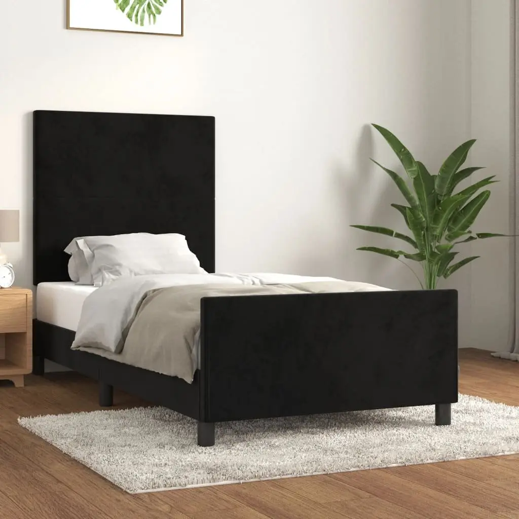 Bed Frame Velvet King Single 107x203 cm Black