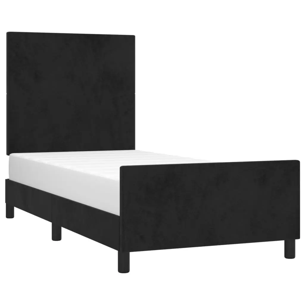 Bed Frame Velvet King Single 107x203 cm Black