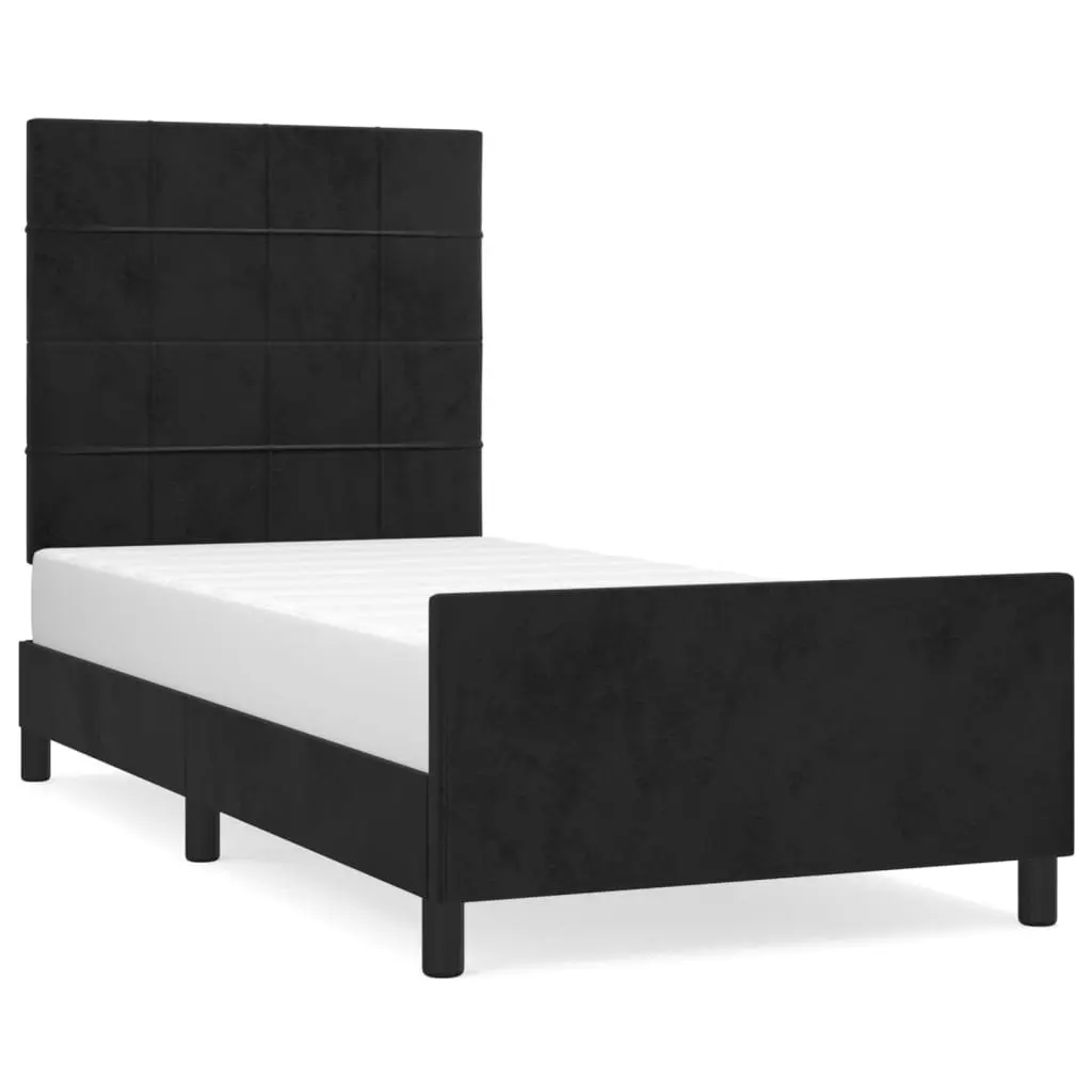 Bed Frame Velvet 107x203cm Black Upholstered