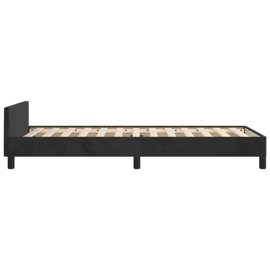 Bed Frame Velvet 107x203cm Black Upholstered