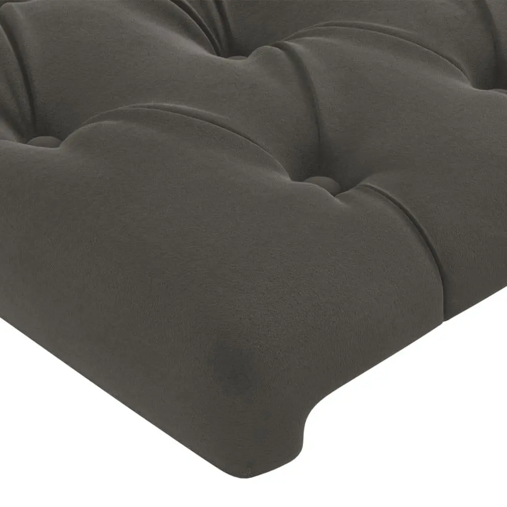 Grey Velvet King Single Bed Frame with Adjustable Headboard